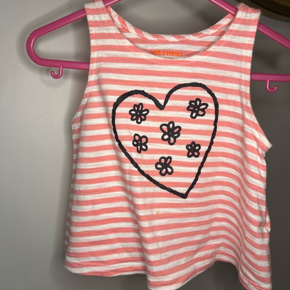 6 For $10 Joe Fresh 1 Year Pink Striped Kids Tank Top
